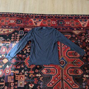 J. Crew Mens Long Sleeve Slub Cotton Tee Blue Medium